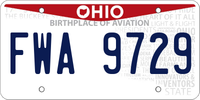 OH license plate FWA9729