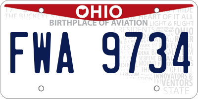 OH license plate FWA9734