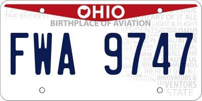 OH license plate FWA9747