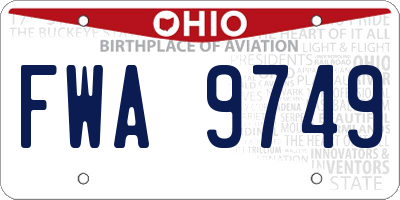 OH license plate FWA9749