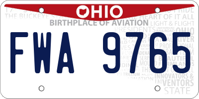 OH license plate FWA9765