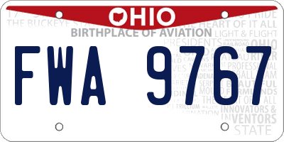 OH license plate FWA9767