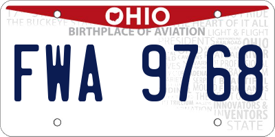 OH license plate FWA9768