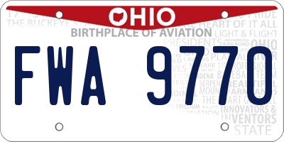 OH license plate FWA9770