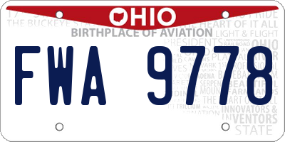 OH license plate FWA9778