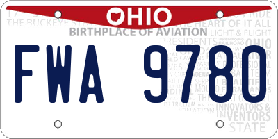 OH license plate FWA9780