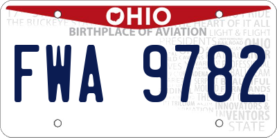 OH license plate FWA9782