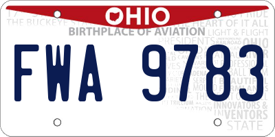 OH license plate FWA9783