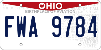 OH license plate FWA9784