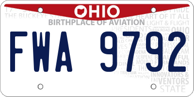 OH license plate FWA9792