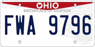 OH license plate FWA9796