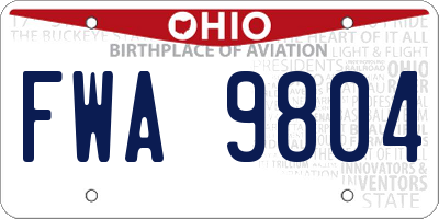 OH license plate FWA9804