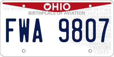 OH license plate FWA9807