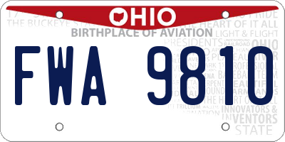 OH license plate FWA9810