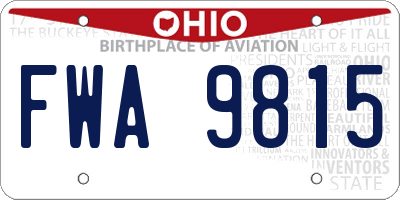 OH license plate FWA9815