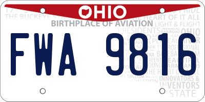 OH license plate FWA9816