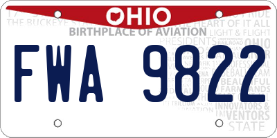 OH license plate FWA9822