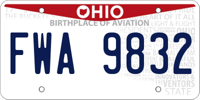 OH license plate FWA9832