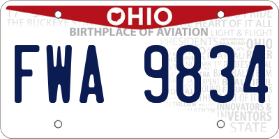 OH license plate FWA9834