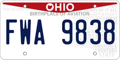 OH license plate FWA9838