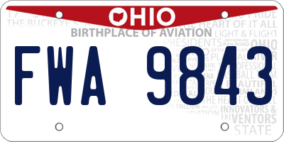 OH license plate FWA9843