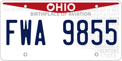 OH license plate FWA9855