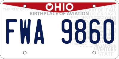 OH license plate FWA9860