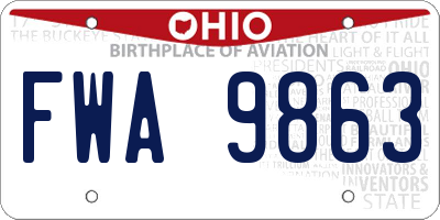 OH license plate FWA9863