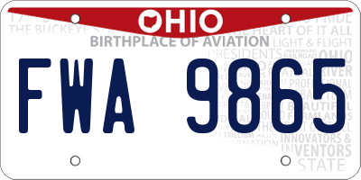 OH license plate FWA9865