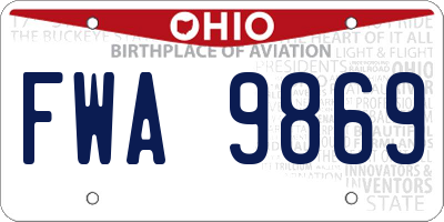 OH license plate FWA9869