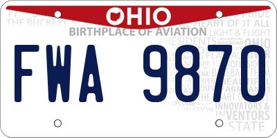 OH license plate FWA9870