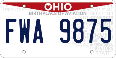 OH license plate FWA9875