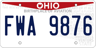 OH license plate FWA9876