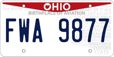 OH license plate FWA9877