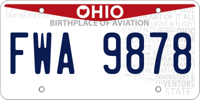 OH license plate FWA9878