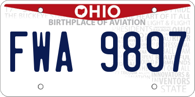 OH license plate FWA9897