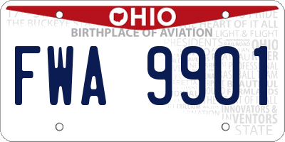 OH license plate FWA9901