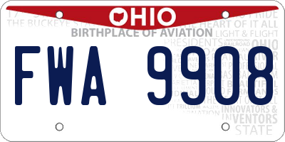 OH license plate FWA9908