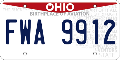 OH license plate FWA9912