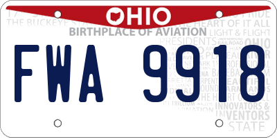OH license plate FWA9918