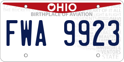 OH license plate FWA9923