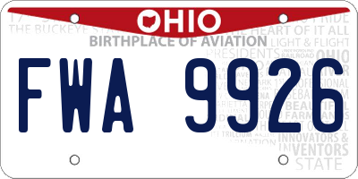 OH license plate FWA9926