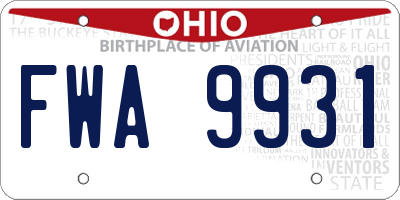 OH license plate FWA9931