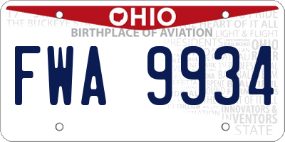OH license plate FWA9934