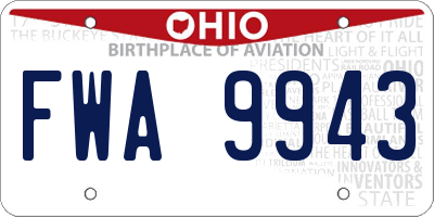 OH license plate FWA9943