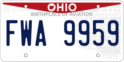 OH license plate FWA9959