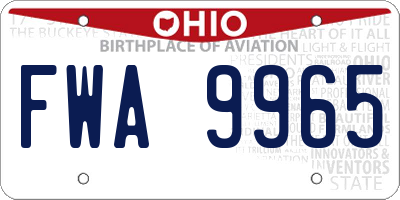 OH license plate FWA9965