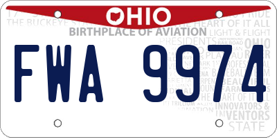 OH license plate FWA9974