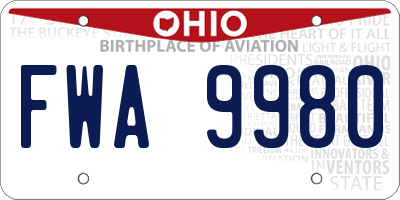 OH license plate FWA9980