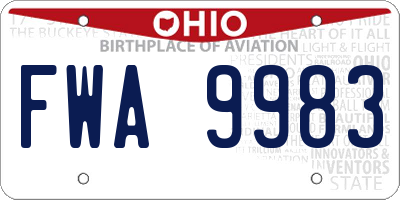 OH license plate FWA9983